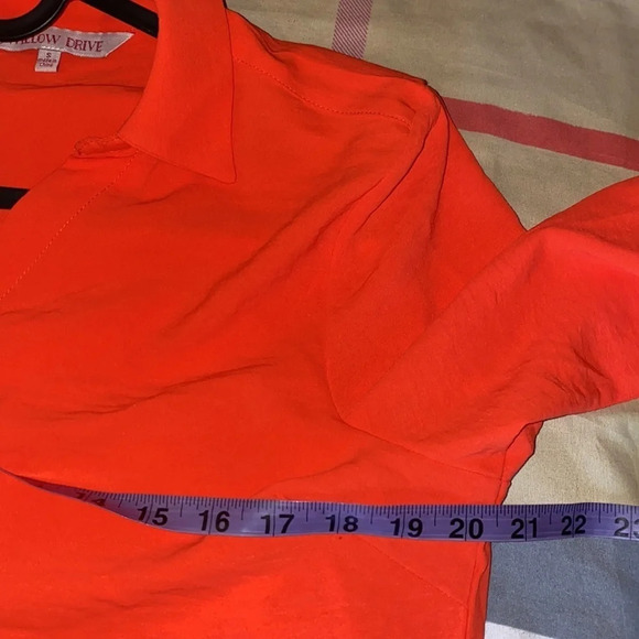 Willow drive Orange high low oversized shirt top with collar size S - Picture 8 of 13